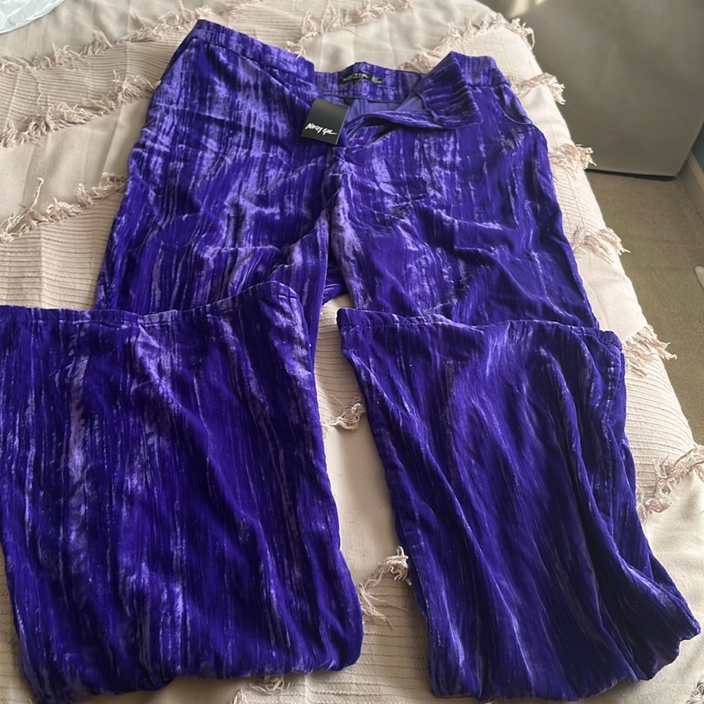 Bright purple textured velvet pants. Matching top in closet !